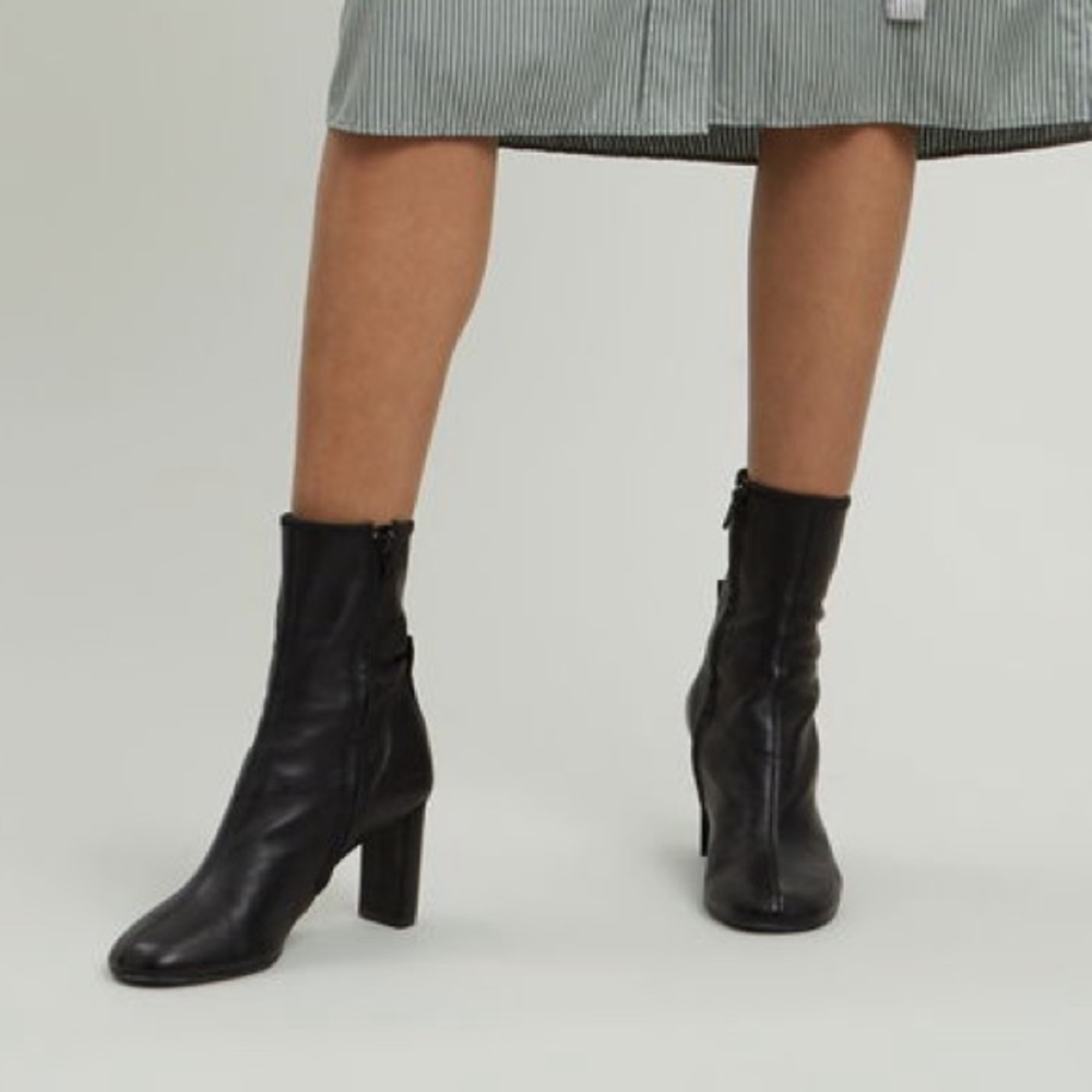 Joseph Leather Block Heel Ankle Sock Boots - Picture 2 of 11